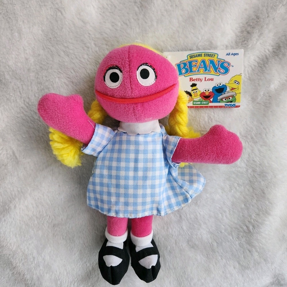 1997 SESAME STREET BEANS BETTY LOU PLUSH TOY BEAN BAG w/ TAGS NEW TYCO 8" - Picture 1 of 8